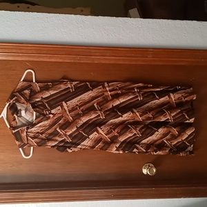 Brown Pattern Print Dress M with belt